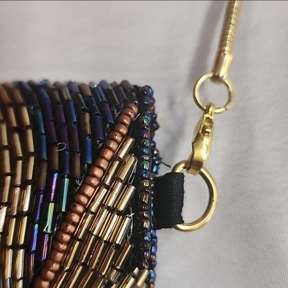 Ricki Designs Black Velvet Beaded Floral Design Snap Front Purse Crossbody - Picture 11 of 16